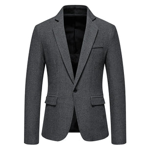 Men's Polyester Notched Collar Long Sleeve Single Button Blazers