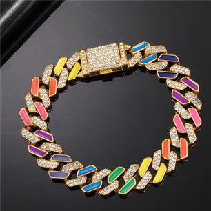 Men's Zinc Alloy Link Chain Toggle Clasp Closure Hip Hop Bracelet