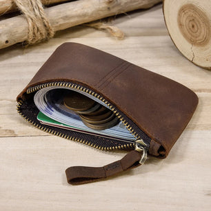 Men's Genuine Leather Solid Pattern Card Holder Casual Wallet