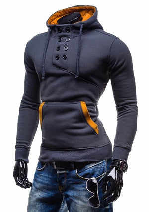 Men's Polyester Long Sleeves Solid Pattern Casual Hooded Jacket