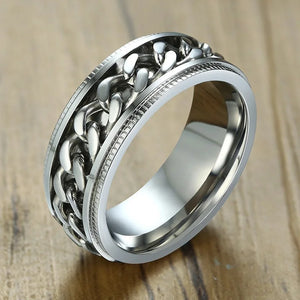 Men's Metal Stainless Steel Rotatable Trendy Geometric Shape Ring