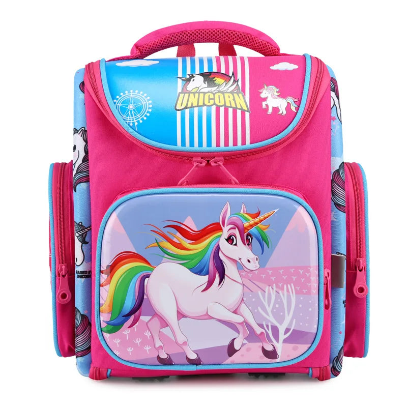 Kid's Polyester Zipper Closure Unicorn Pattern School Backpack