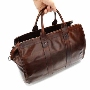 Men's Genuine Leather Solid Pattern Zipper Closure Shoulder Bag