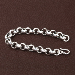 Men's 100% 925 Sterling Silver Round Pattern Trendy Bracelet