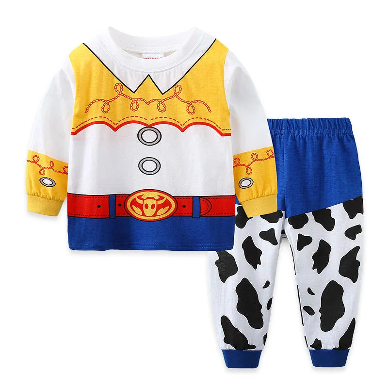 Kid's Boy Cotton O-Neck Long Sleeve Trendy Sleepwear Pajamas Set