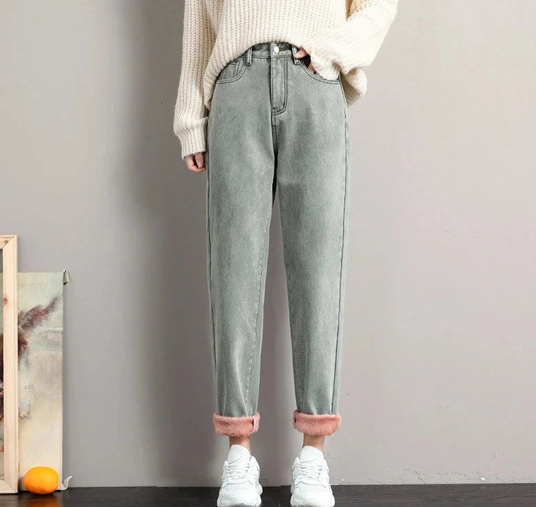 Women's Cotton High Elastic Waist Zipper Fly Closure Casual Pants