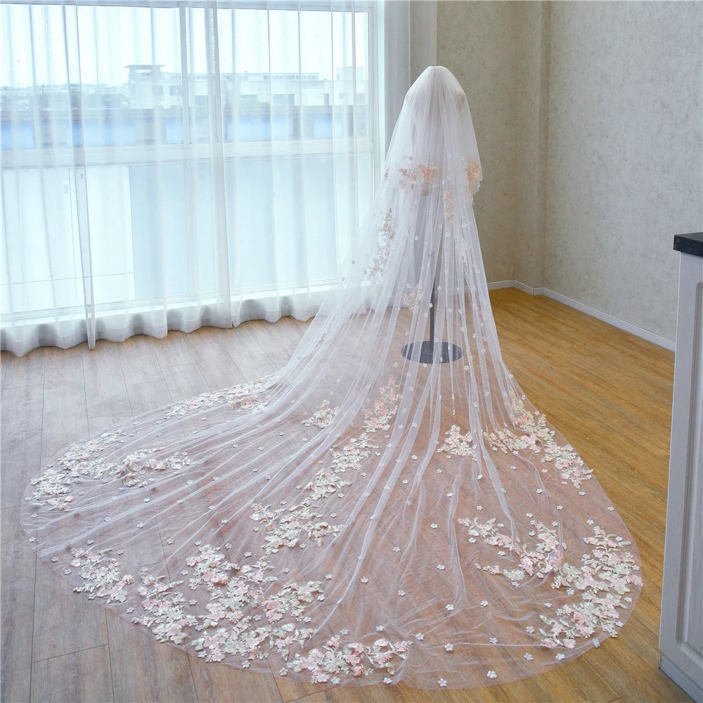 Women's Polyester Lace Edge Two-Layer Cathedral Wedding Veils