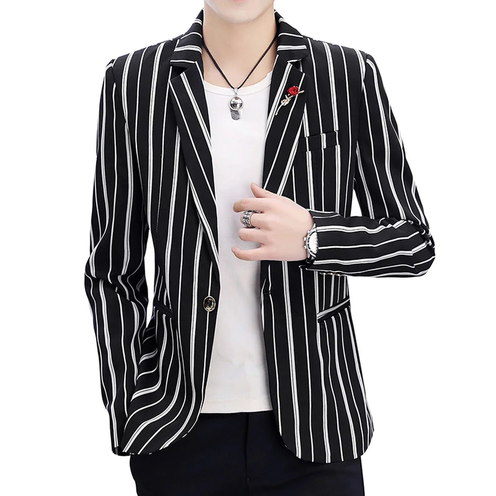 Men's Cotton Notched Collar Long Sleeve Single Breasted Blazers