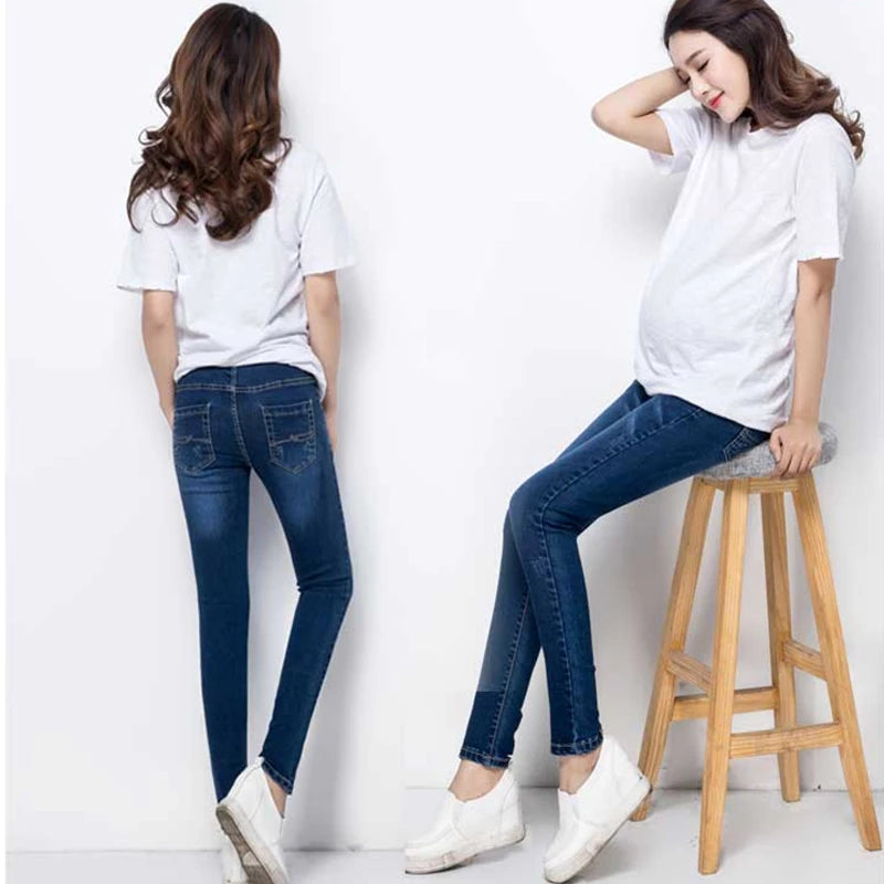 Women's Cotton High Waist Button Fly Closure Maternity Pants