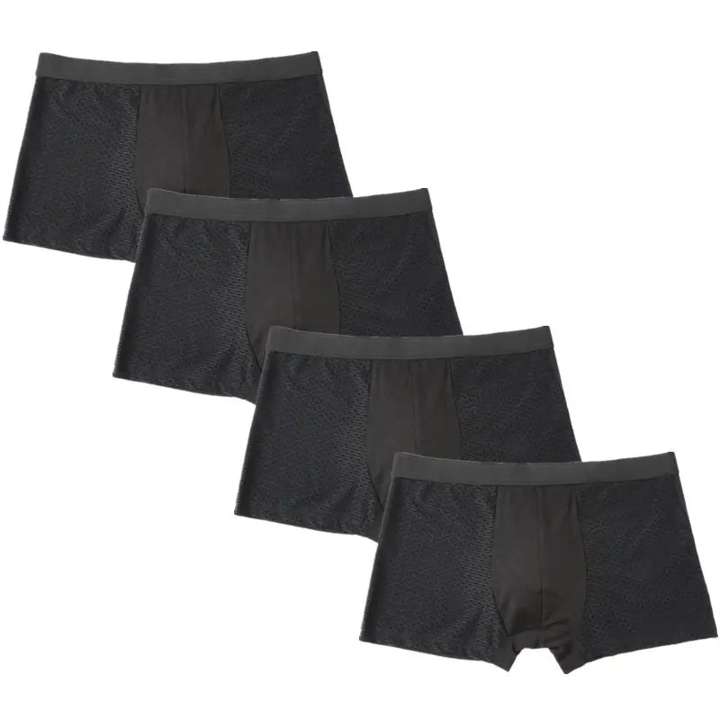 Men's 4 Pcs Spandex Breathable Solid Pattern Loose Boxer Shorts