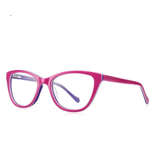 Kid's Cat Eye Acetate Frame Light Blocking Trendy Computer Glasses