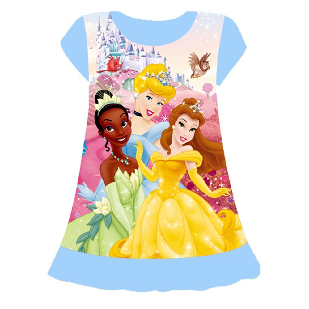 Kid's O-Neck Cotton Short Sleeves Cartoon Pattern Nightgowns