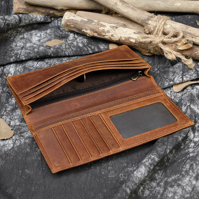 Men's Genuine Leather Solid Pattern Card Holder Vintage Wallet