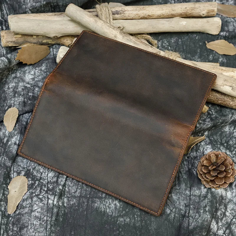 Men's Genuine Leather Solid Pattern Card Holder Vintage Wallet