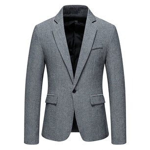 Men's Polyester Notched Collar Long Sleeve Single Button Blazers