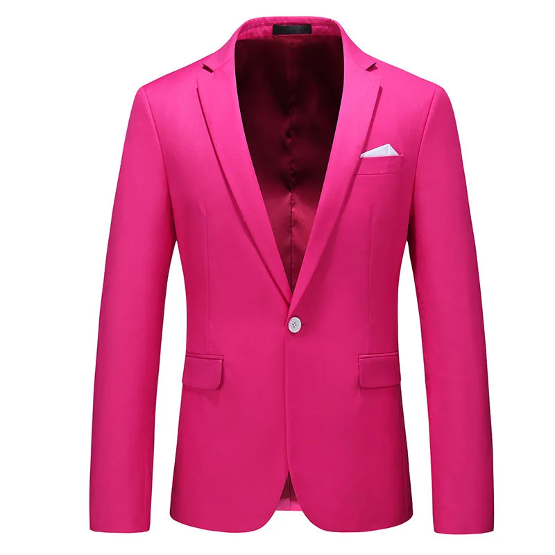 Men's Notched Polyester Long Sleeve Single Breasted Blazers Set