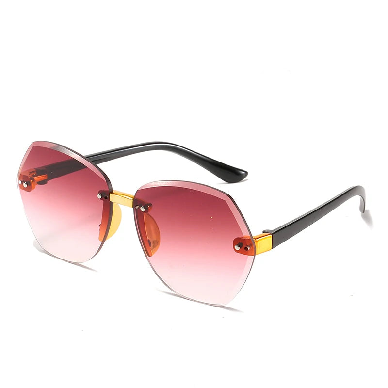 Kid's Polycarbonate Frame Polygon Shape Vintage Polygon Sunglasses