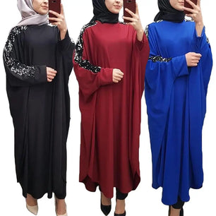 Women's Arabian Polyester Full Sleeve Sequined Pattern Abaya