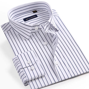 Men's Cotton Turn-Down Collar Full Sleeves Luxury Striped Shirt