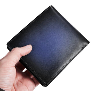 Men's Genuine Leather Card Holder Gradient Pattern Trendy Wallets