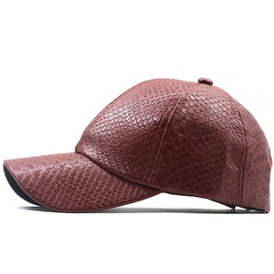 Men's Faux Leather Adjustable Strap Crocodile Skin Baseball Cap