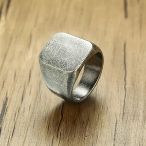 Men's Metal Stainless Steel Bezel Setting Geometric Shape Ring