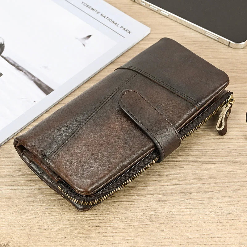 Men's Genuine Leather Solid Pattern Card Holder Casual Wallet