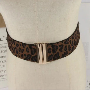 Women's Spandex Buckle Closure Leopard Pattern Trendy Belts