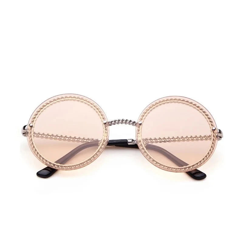 Women's Alloy Frame Resin Lens Round Shaped Trendy Sunglasses