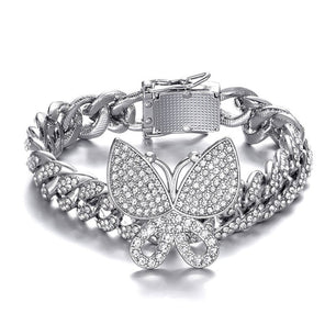 Men's Zinc Alloy Toggle-Clasps Butterfly Rhinestones Bracelet