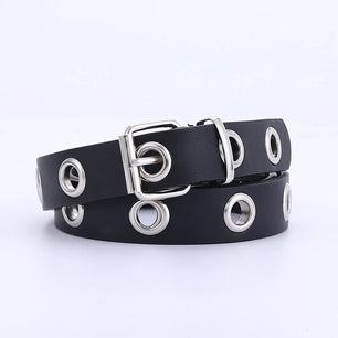 Women's PU Leather Adjustable Strap Pin Buckle Closure Solid Belts