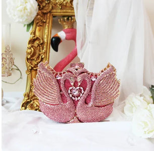 Women's Metallic Hasp Closure Rhinestone Trendy Wedding Clutch