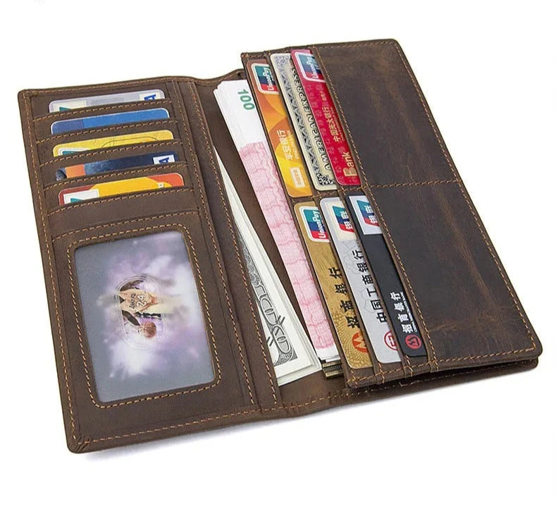 Men's Genuine Leather Solid Pattern Card Holder Vintage Wallet