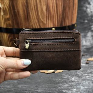 Women's Genuine Leather Zipper Closure Solid Pattern Purse