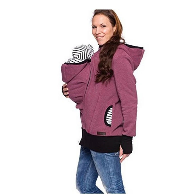 Women's Polyester Full Sleeves Solid Pattern Maternity Jacket