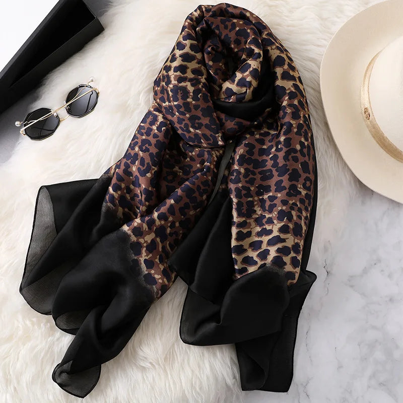 Women's Arabian Polyester Neck Wrap Leopard Pattern Trendy Hijabs