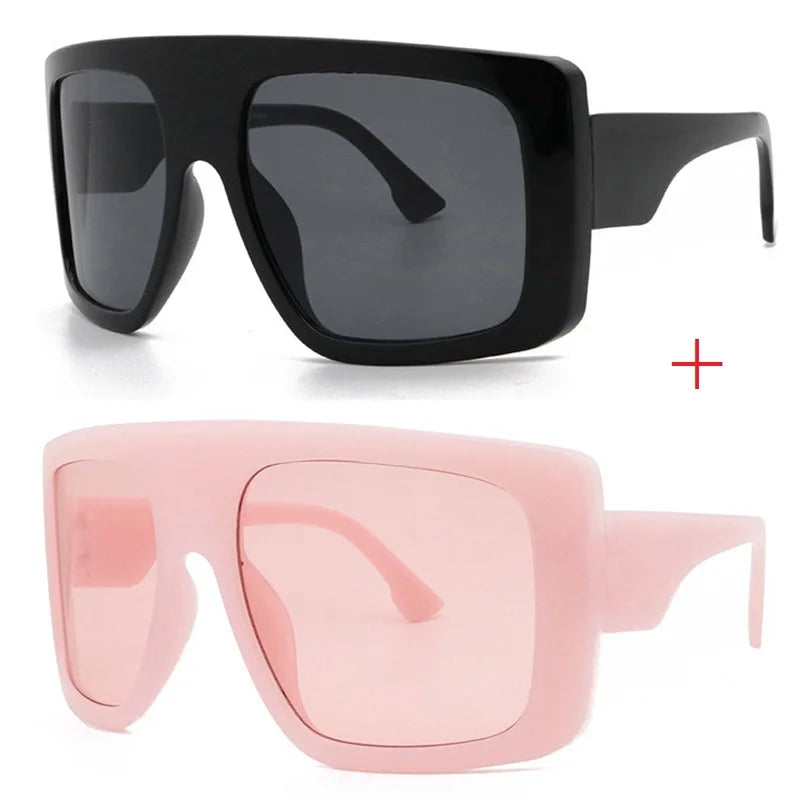 Women's Resin Frame Square Shaped UV400 Trendy Vintage Sunglasses