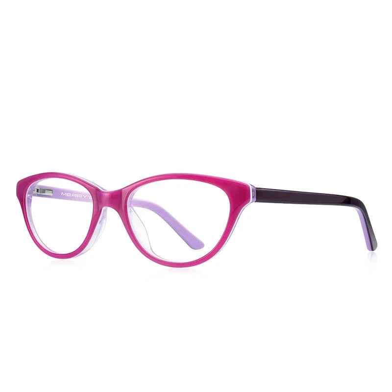 Kid's Cat Eye Acetate Frame Light Blocking Trendy Computer Glasses