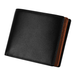 Men's Genuine Leather Solid Pattern Slot Pocket Trendy Wallets