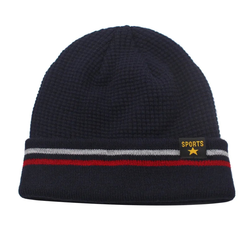 Men's Acrylic Skullies Beanies Striped Pattern Casual Warm Cap