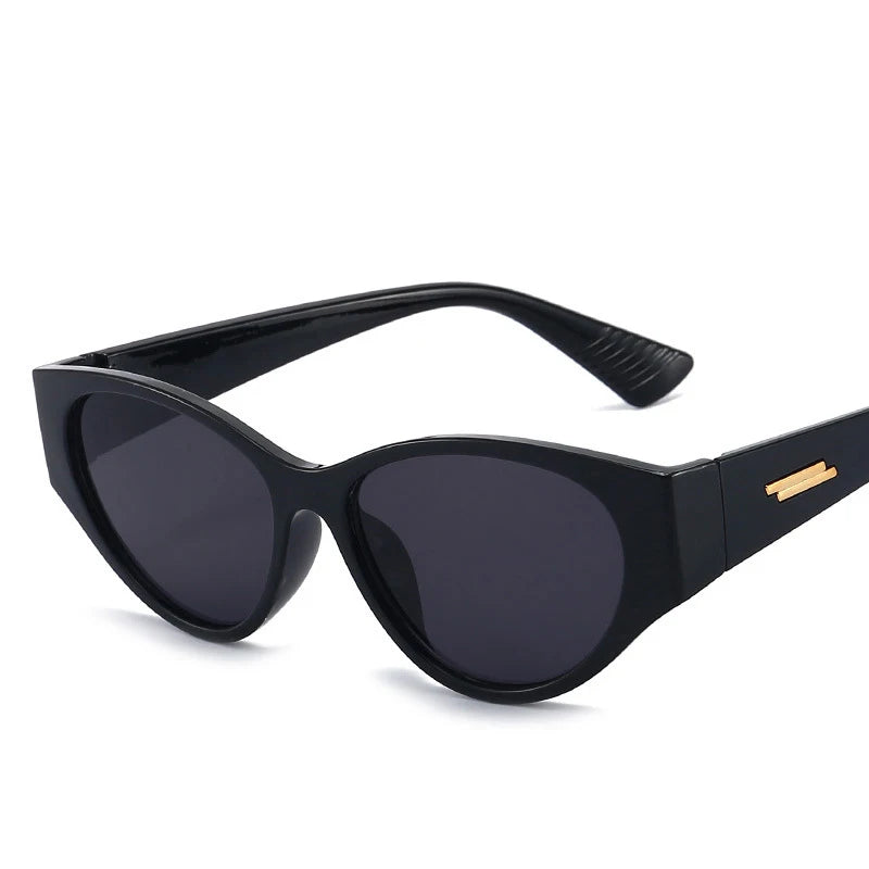 Women's Cat Eye Plastic Frame Glass Lens UV400 Shades Sunglasses