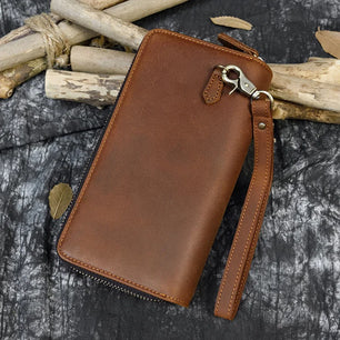 Men's Genuine Leather Solid Pattern Card Holder Vintage Wallet