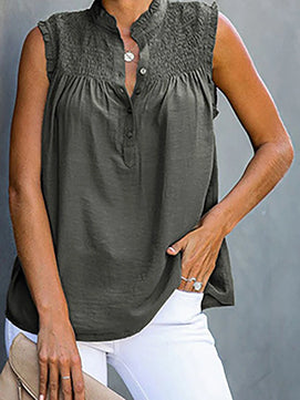 Women's Polyester V-Neck Sleeveless Casual Wear Pullover Blouse