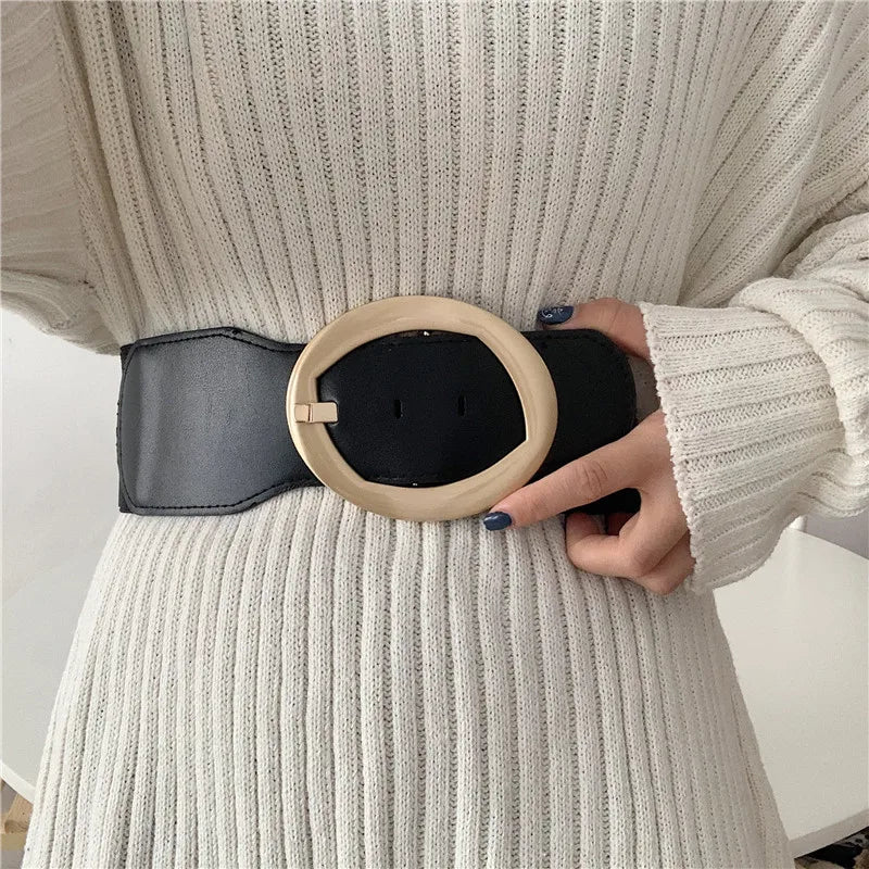 Women's PU Leather Adjustable Strap Pin Buckle Closure Belts