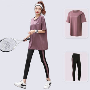 Women's Spandex O-Neck Short Sleeves Workout Yoga Fitness Set