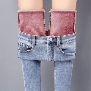 Women's Cotton High Waist Zipper Fly Closure Casual Denim Pants