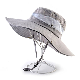 Men's Cotton Solid Pattern Breathable Anti-UV Brim Sun Hats