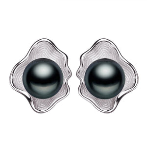Women's 100% 925 Sterling Silver Geometric Pearl Stud Earrings