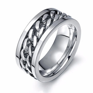 Men's Metal Stainless Steel Trendy Rotatable Geometric Shape Ring