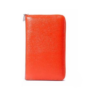 Men's Genuine Leather Solid Pattern Slot Pocket Trendy Wallets